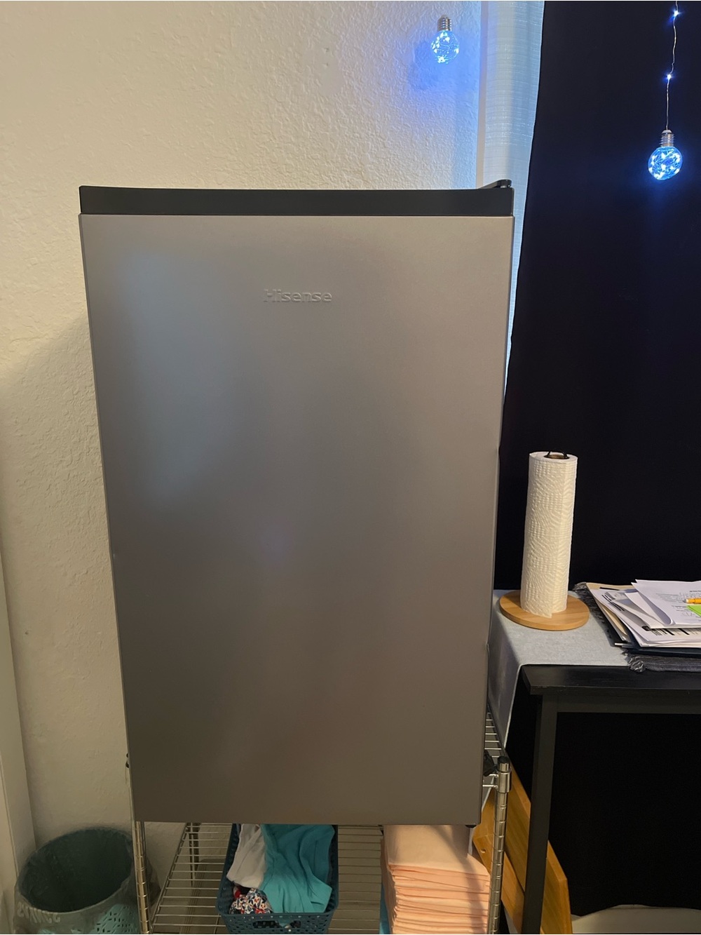 Hisense Compact Refrigerator in Stainless Silver with Black Trim